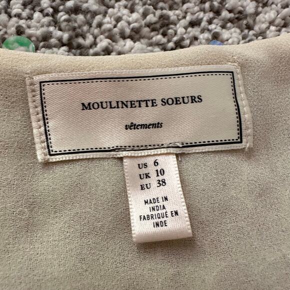 Moulinette Soeurs Anthropologie cream sequin v-neck tank top size 6 - Picture 6 of 12